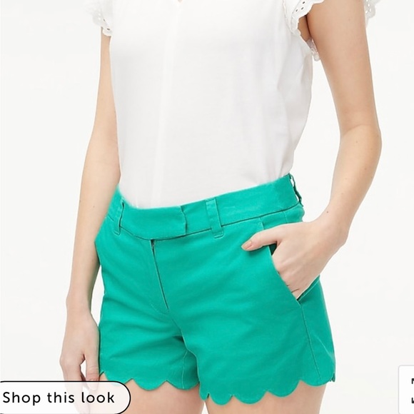 J Crew Scalloped Shorts (Green) - Picture 2 of 3